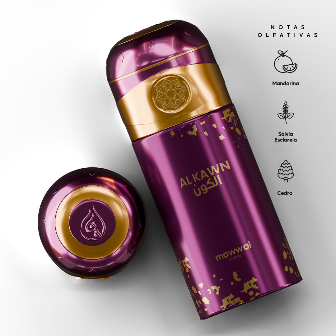 Kit Unissex Alkawn Mawwal Arábia – Perfume, Hidratante Corporal e Spray