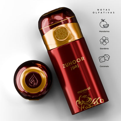Kit Feminino Zuhoor Mawwal Arábia – Perfume, Hidratante Corporal e Spray
