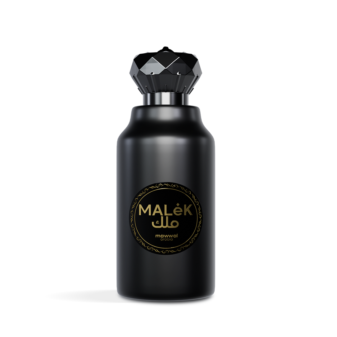 Perfume Malek unissex compartilhável Mawwal Arabia  100ml Eau de Parfum — frasco preto fosco 