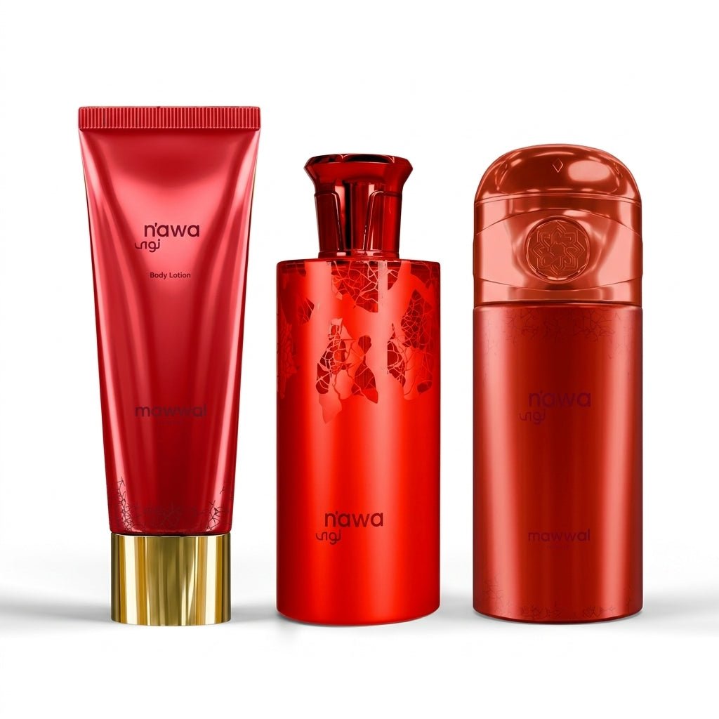 Kit Completo Perfume Árabe Unissex Nawa — Perfume + Spray + Creme - Mawwal Arábia Brasil