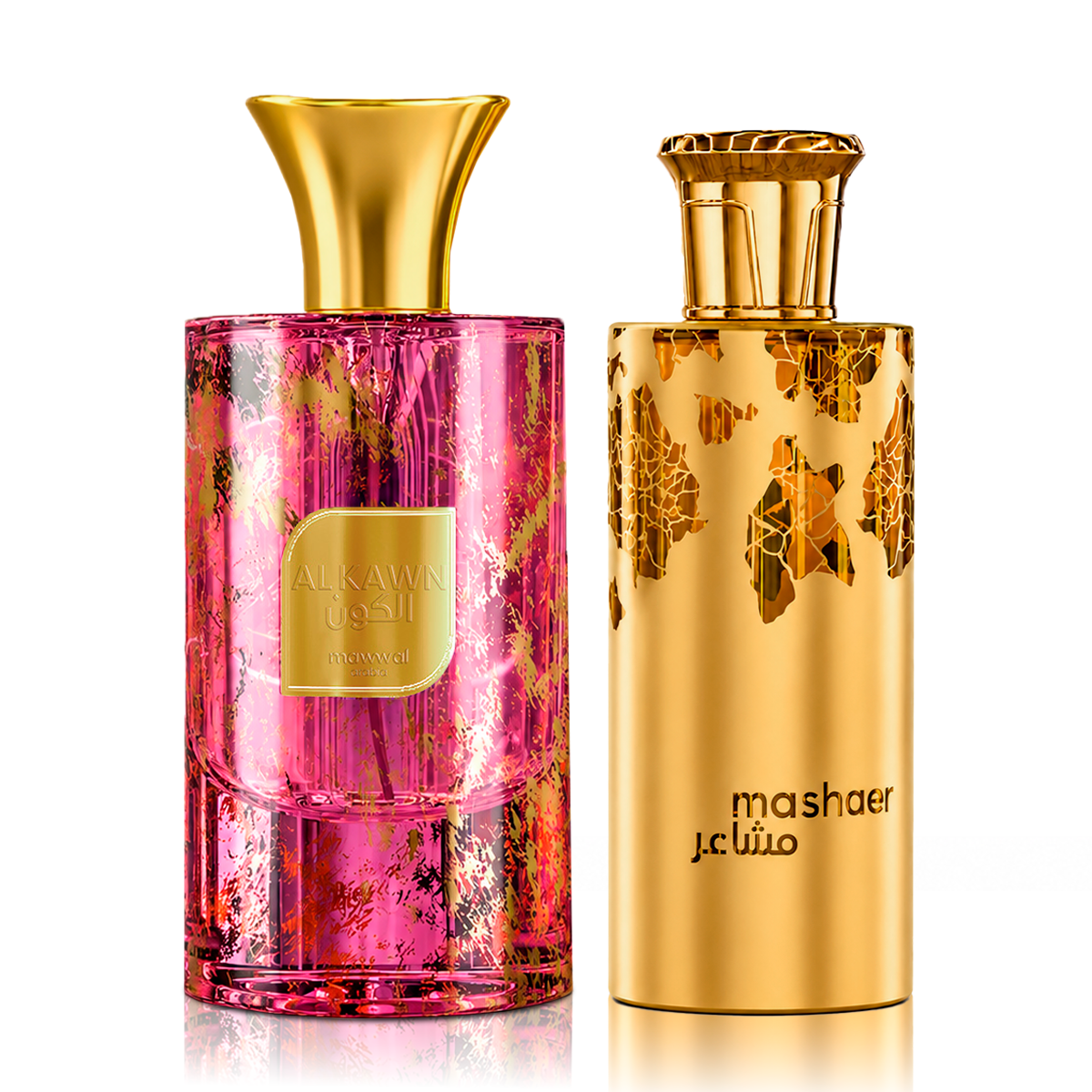 Kit Perfumes Árabes Mawwal Alkawn Unissex 100ml EDP & Mashaer Feminino 100ml EDP - Mawwal Arábia Brasil
